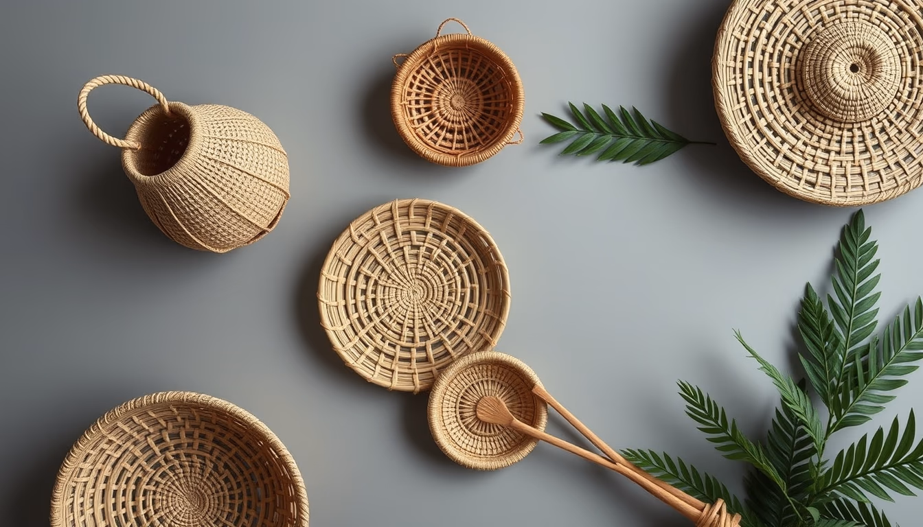 amazonian basketry in editorial style