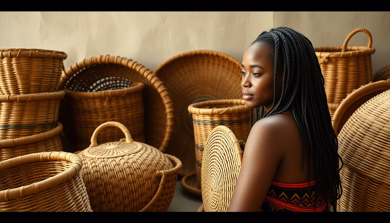 amazonian basketry in editorial style