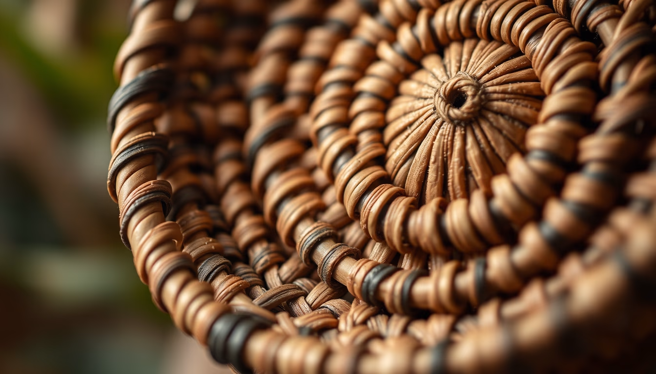 amazonian basketry in editorial style