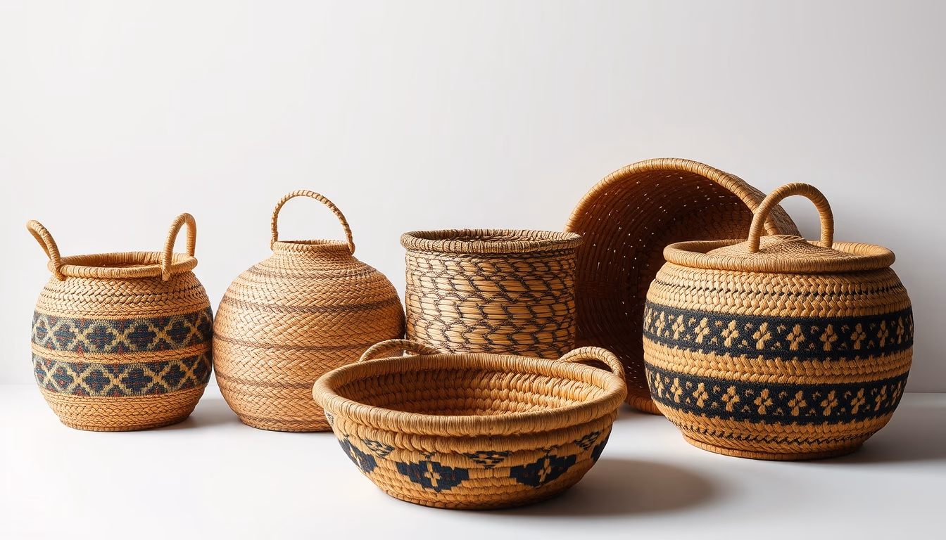 amazonian basketry in editorial style