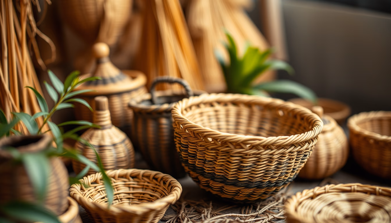 amazonian basketry in editorial style