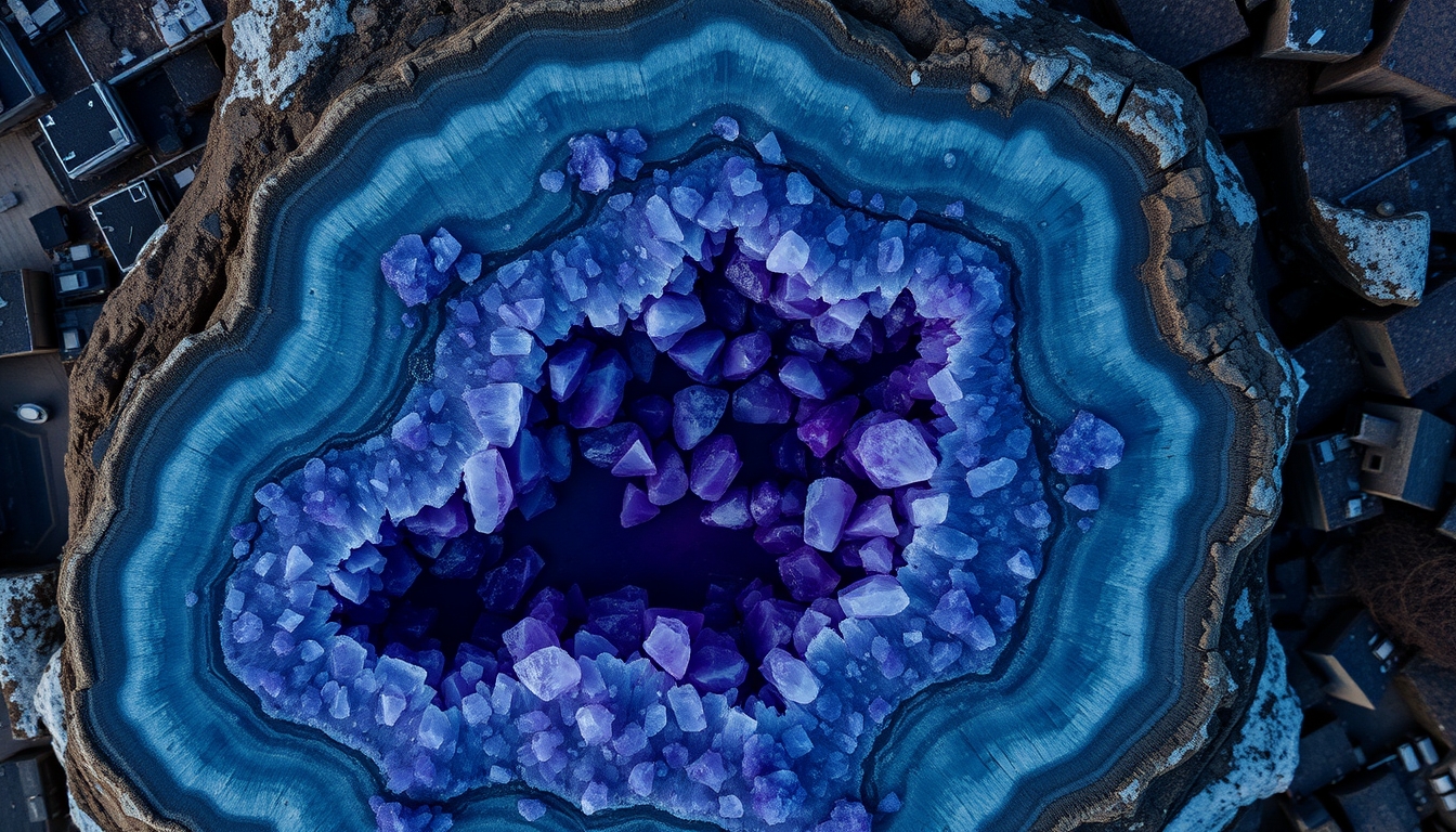 amethyst geode purple in editorial style