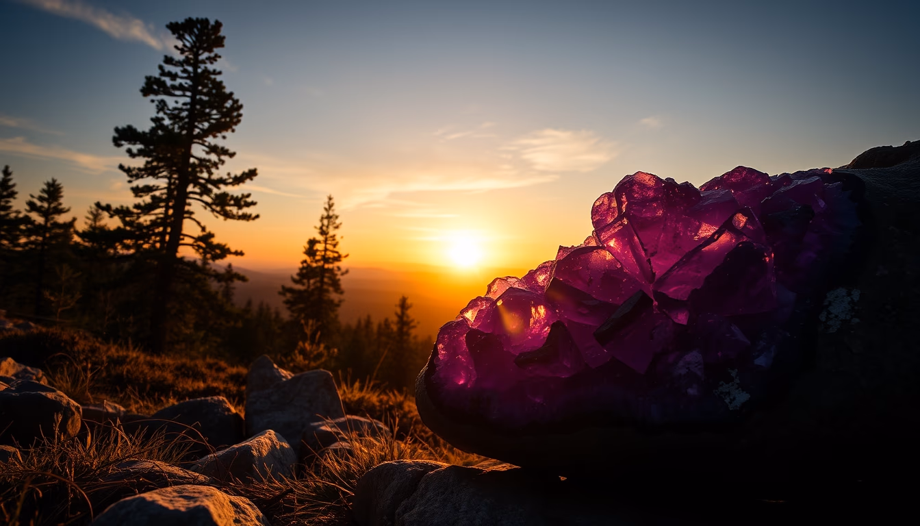 amethyst geode purple in editorial style