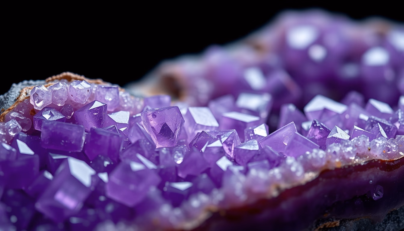 amethyst geode purple in editorial style