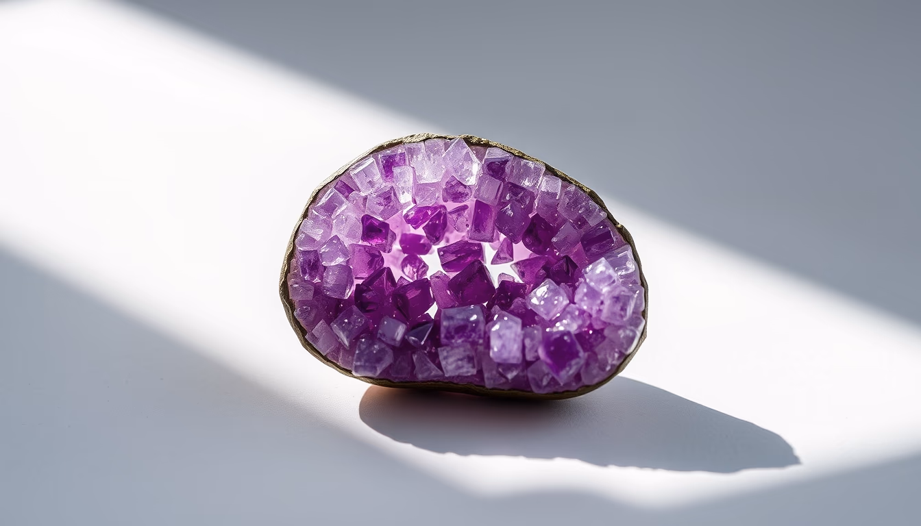 amethyst geode purple in editorial style