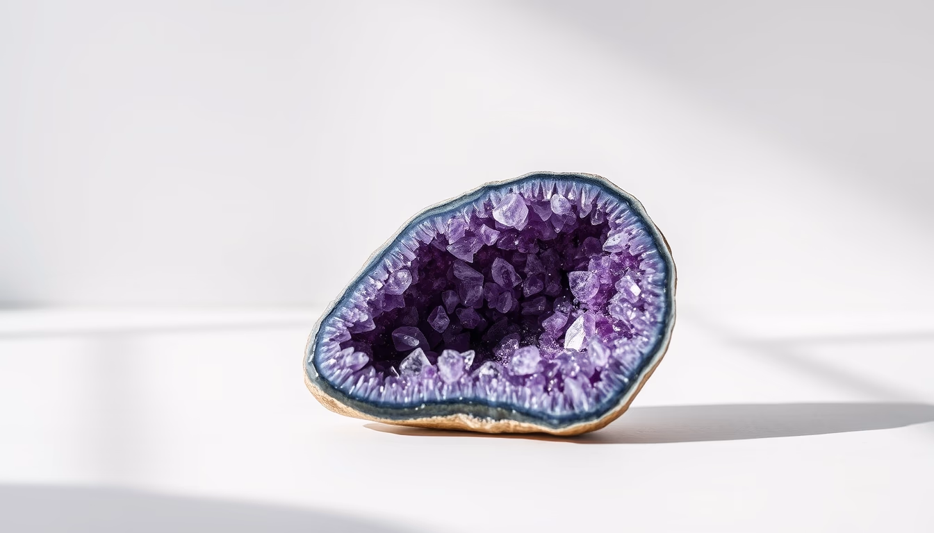 amethyst geode purple in editorial style