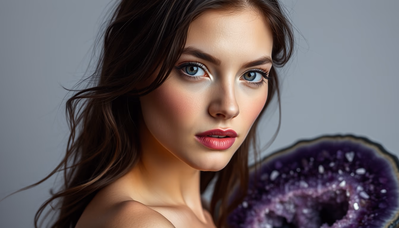 amethyst geode purple in editorial style