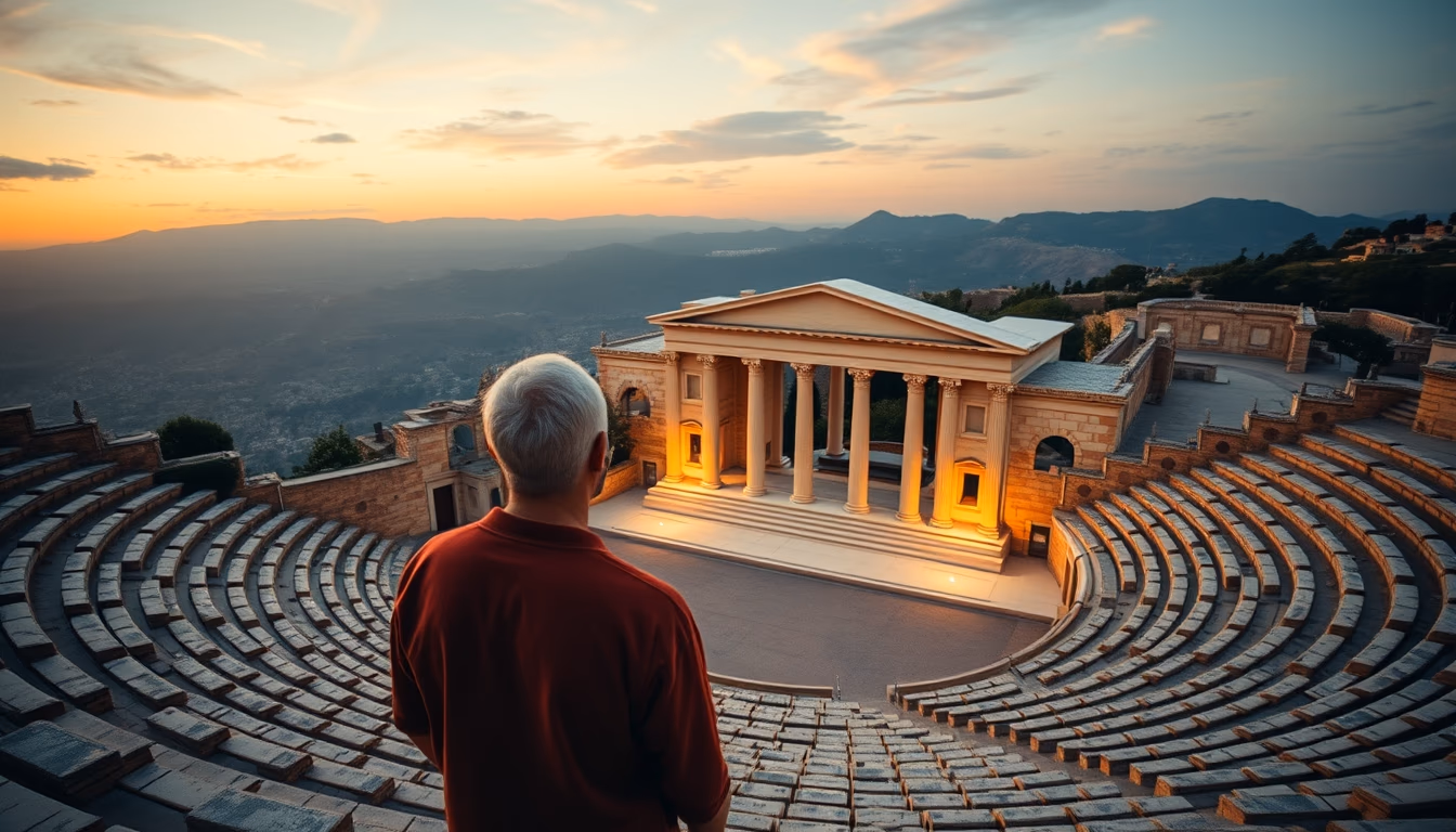 Amphitheater greek em estilo editorial