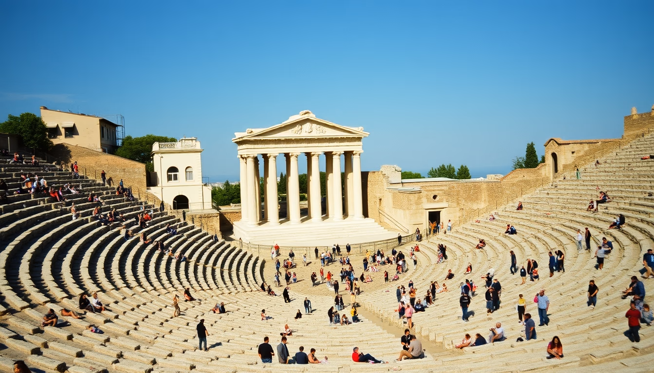 amphitheater greek in editorial style