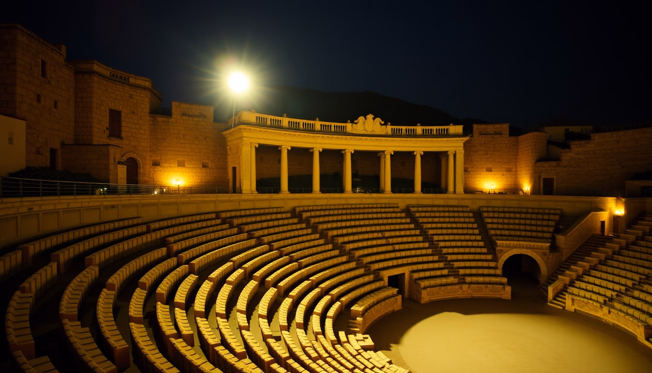 Amphitheater greek em estilo editorial