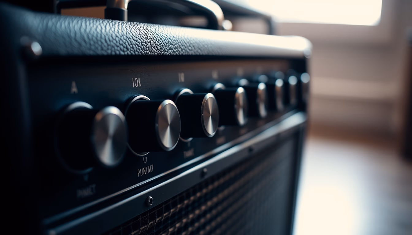 amplifier vintage knobs in editorial style