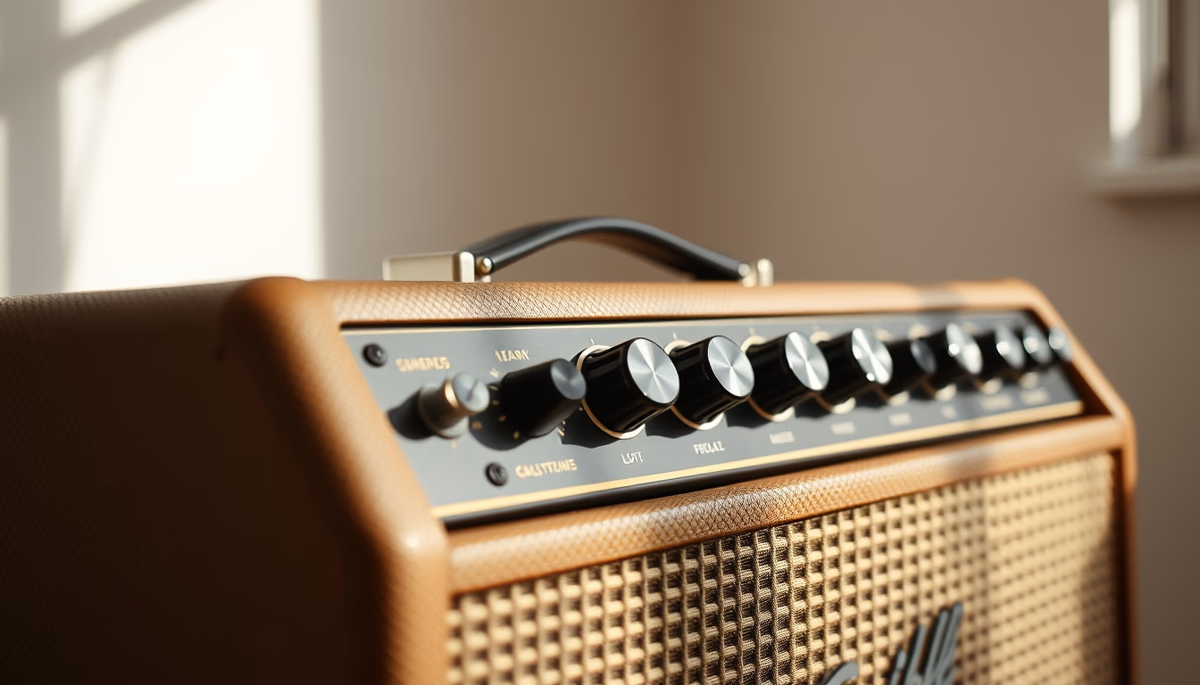 amplifier vintage knobs in editorial style