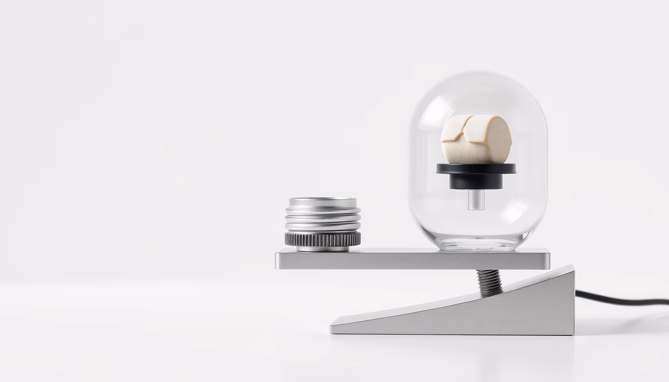 analytical balance closeup in editorial style