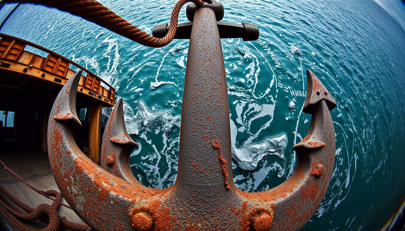 anchor large rusty in editorial style