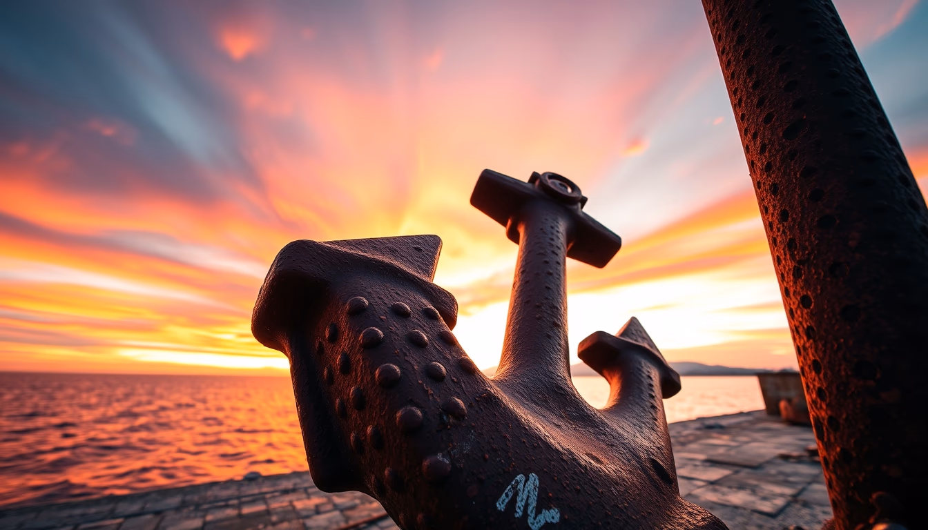 anchor large rusty in editorial style