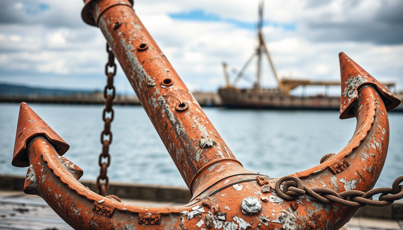 anchor large rusty in editorial style