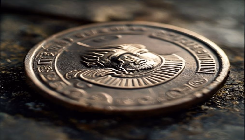 ancient coin roman in editorial style