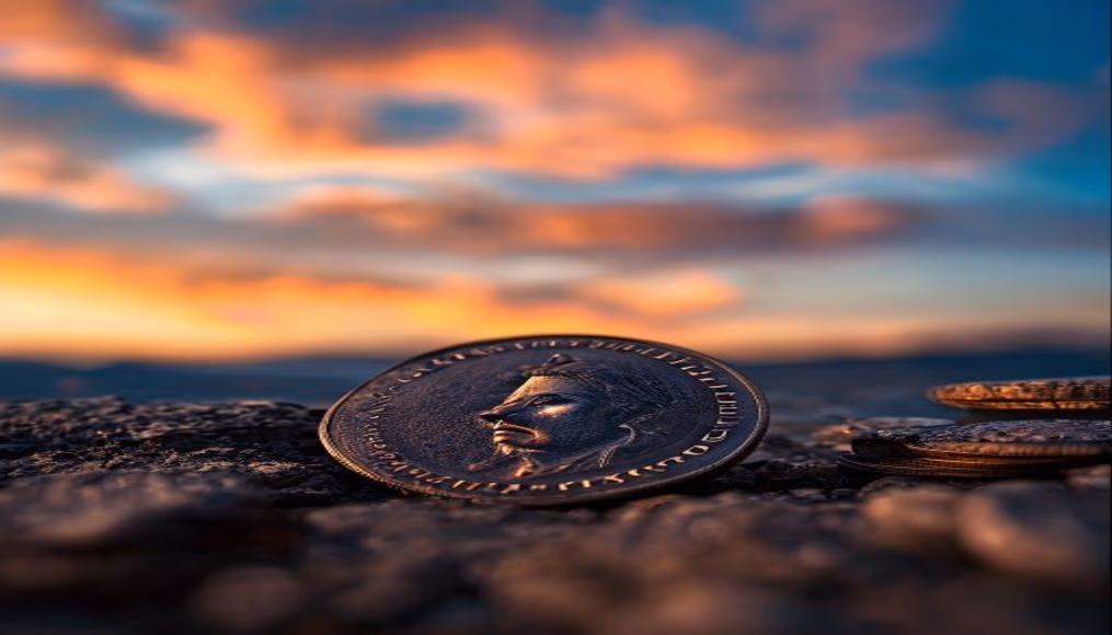 Ancient coin roman em estilo editorial