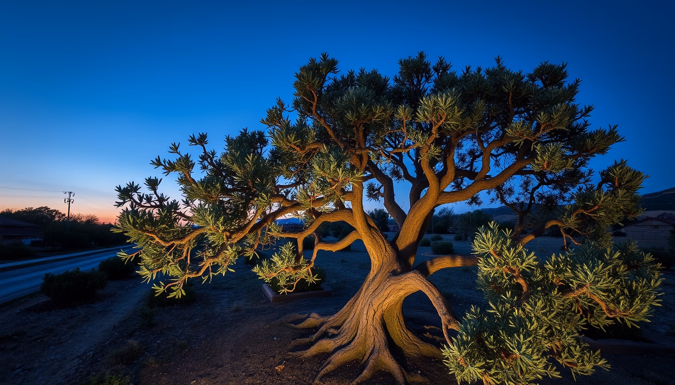 ancient olive tree gnarled trunk in editorial style