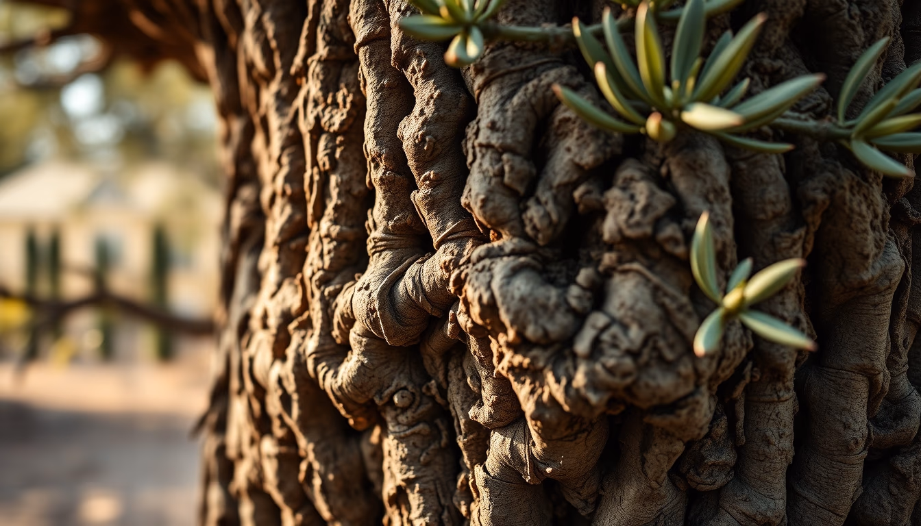 ancient olive tree gnarled trunk in editorial style