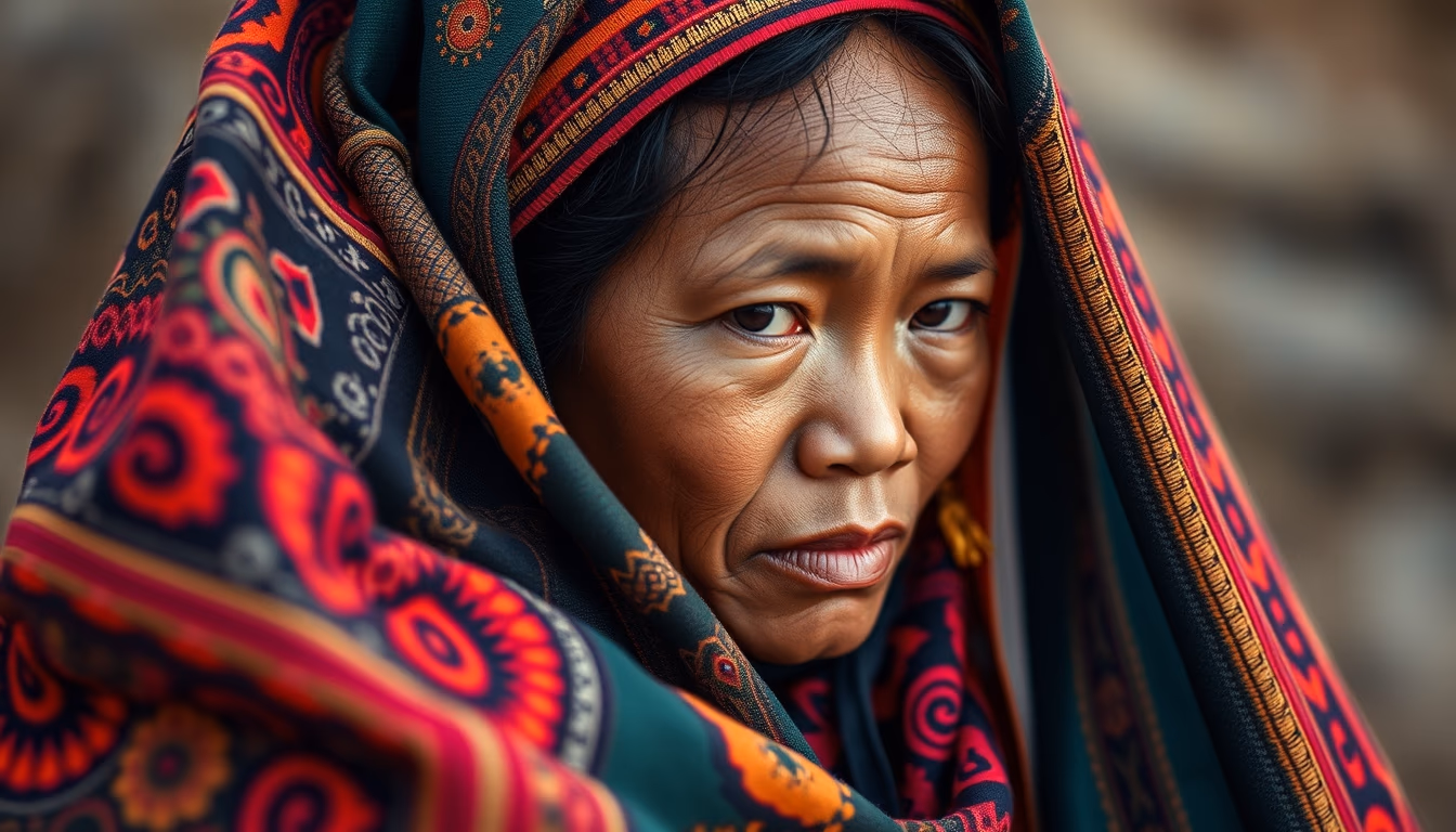 andean textile vivid in editorial style