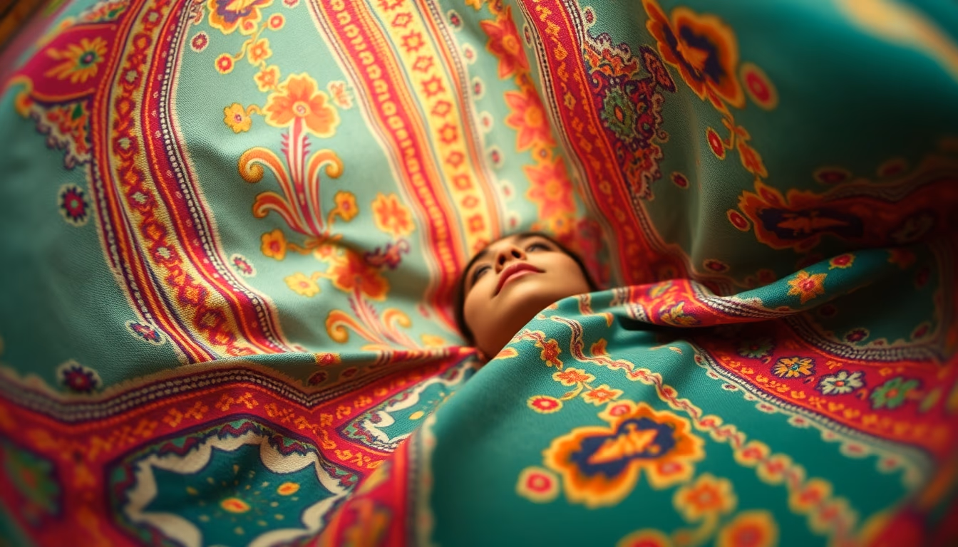 andean textile vivid in editorial style