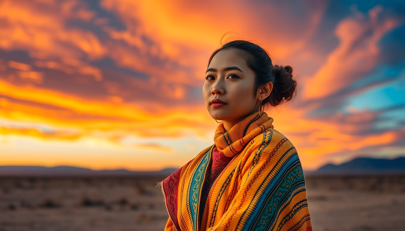 andean textile vivid in editorial style