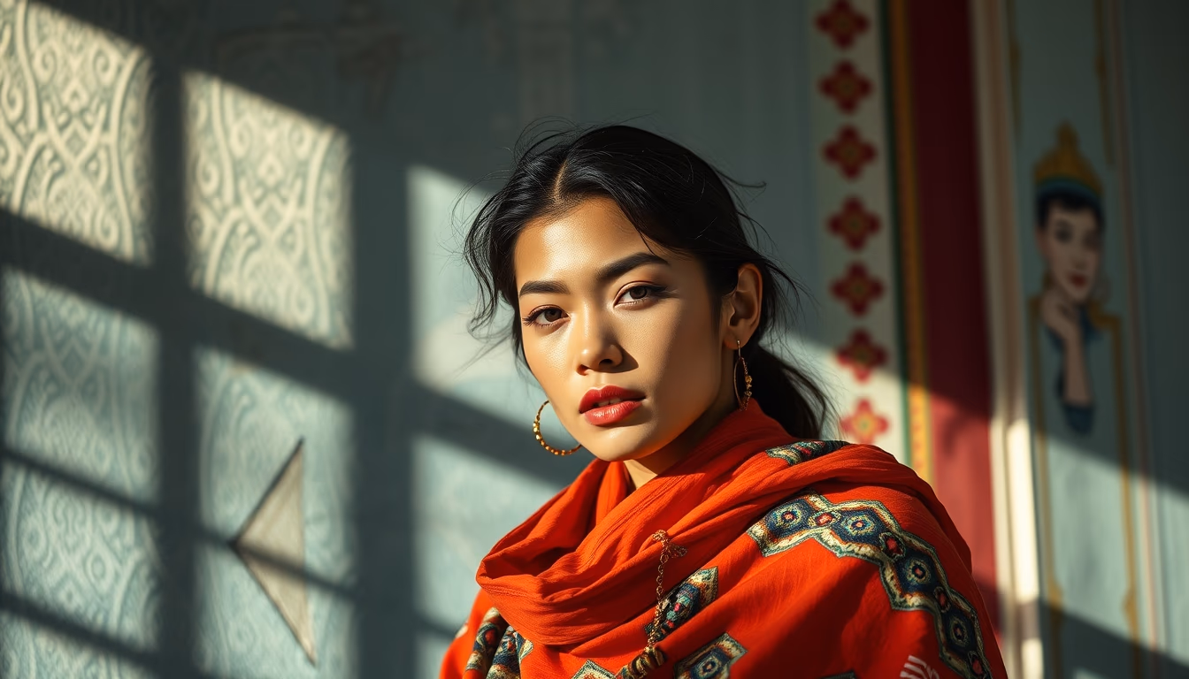 andean textile vivid in editorial style