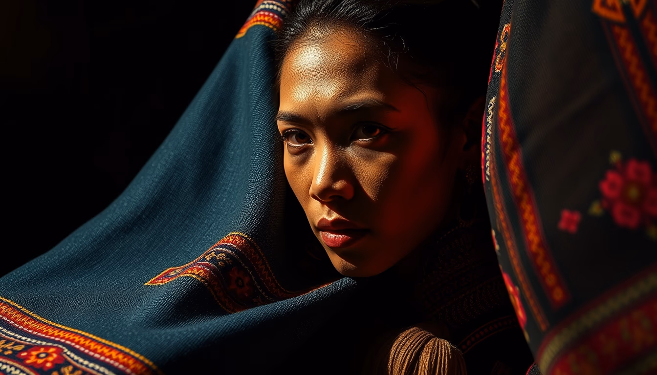 andean textile vivid in editorial style