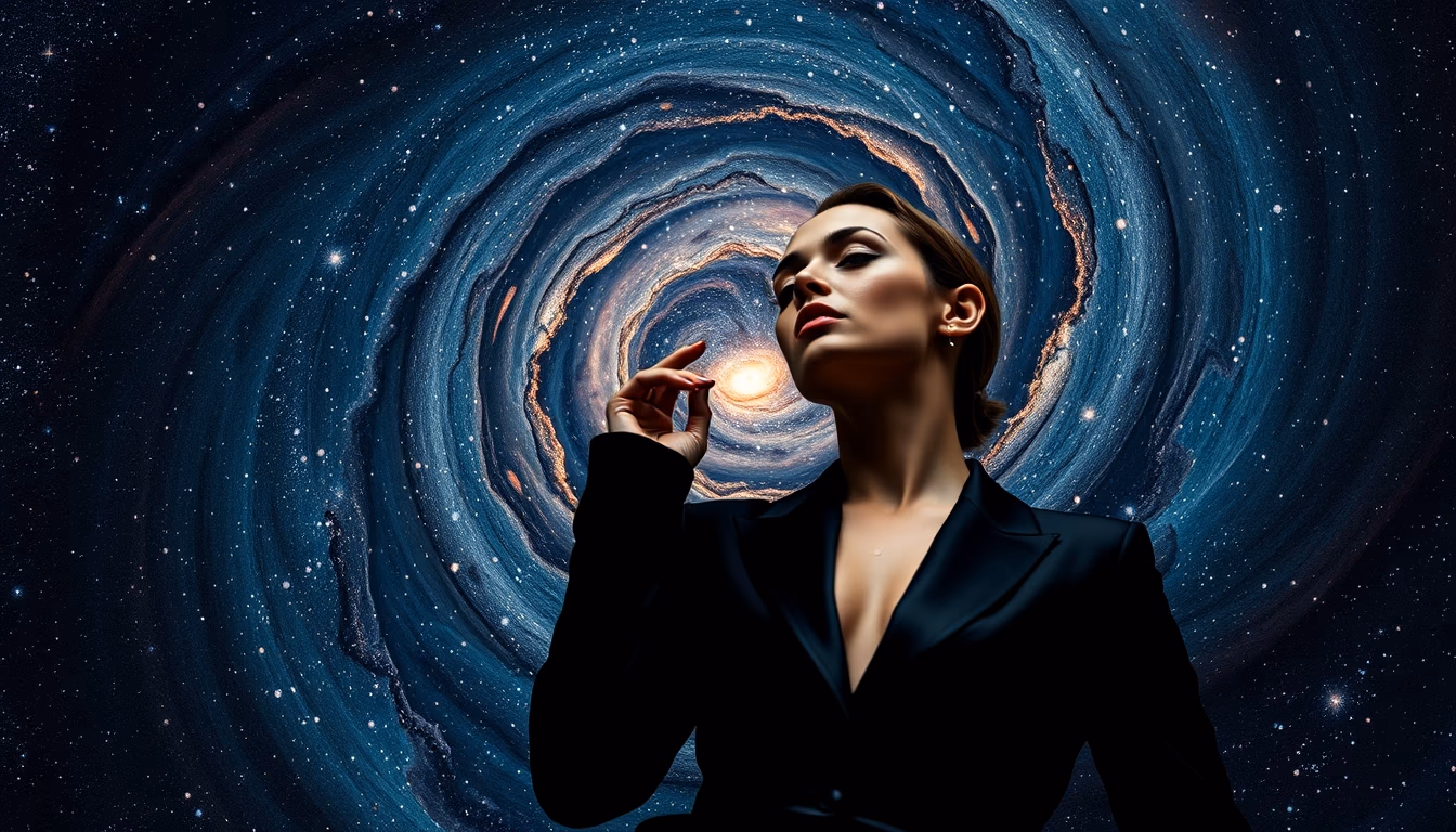 andromeda galaxy spiral in editorial style