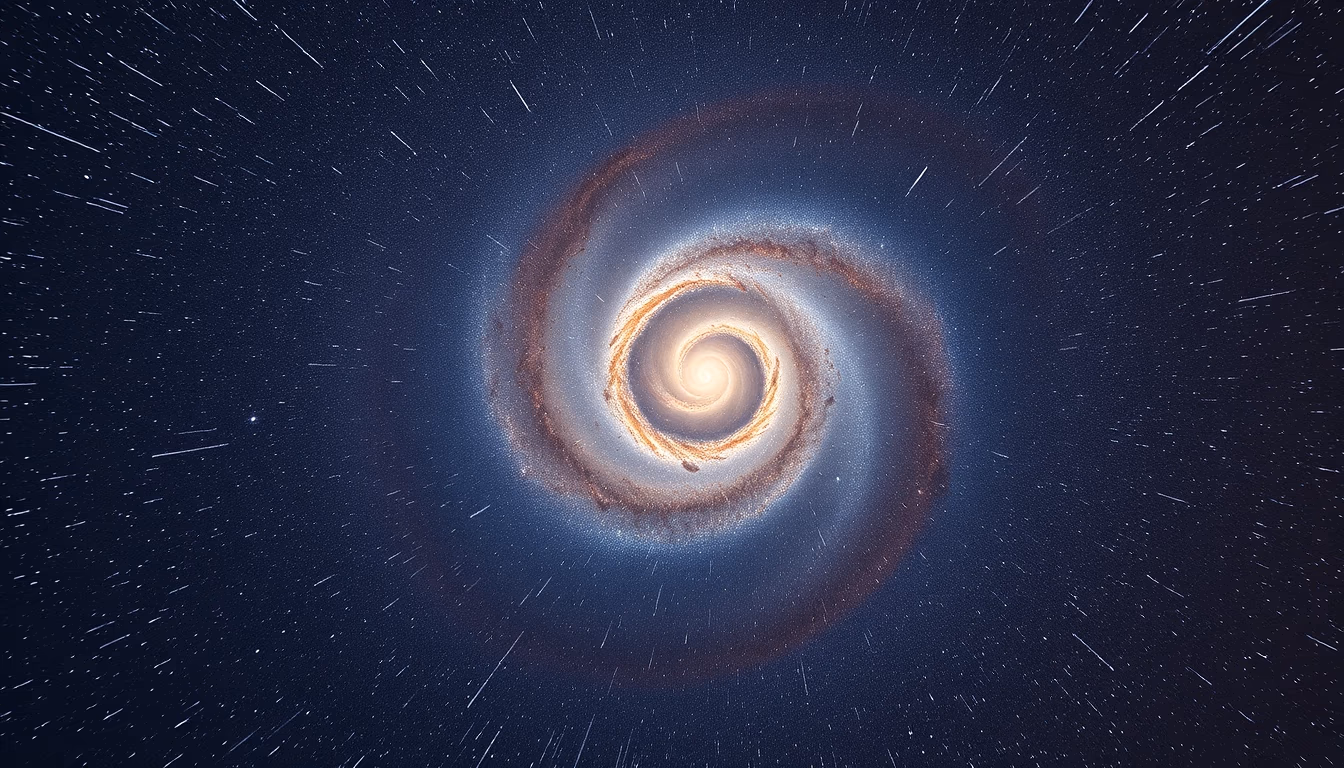 andromeda galaxy spiral in editorial style