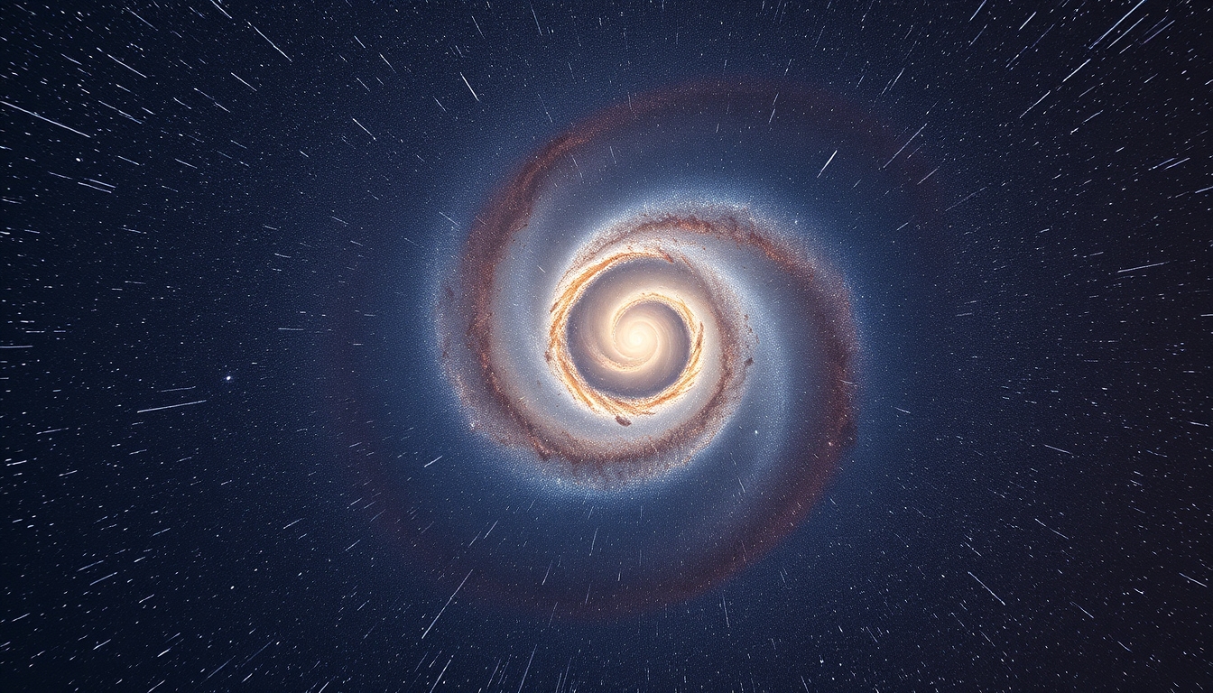 andromeda galaxy spiral in editorial style