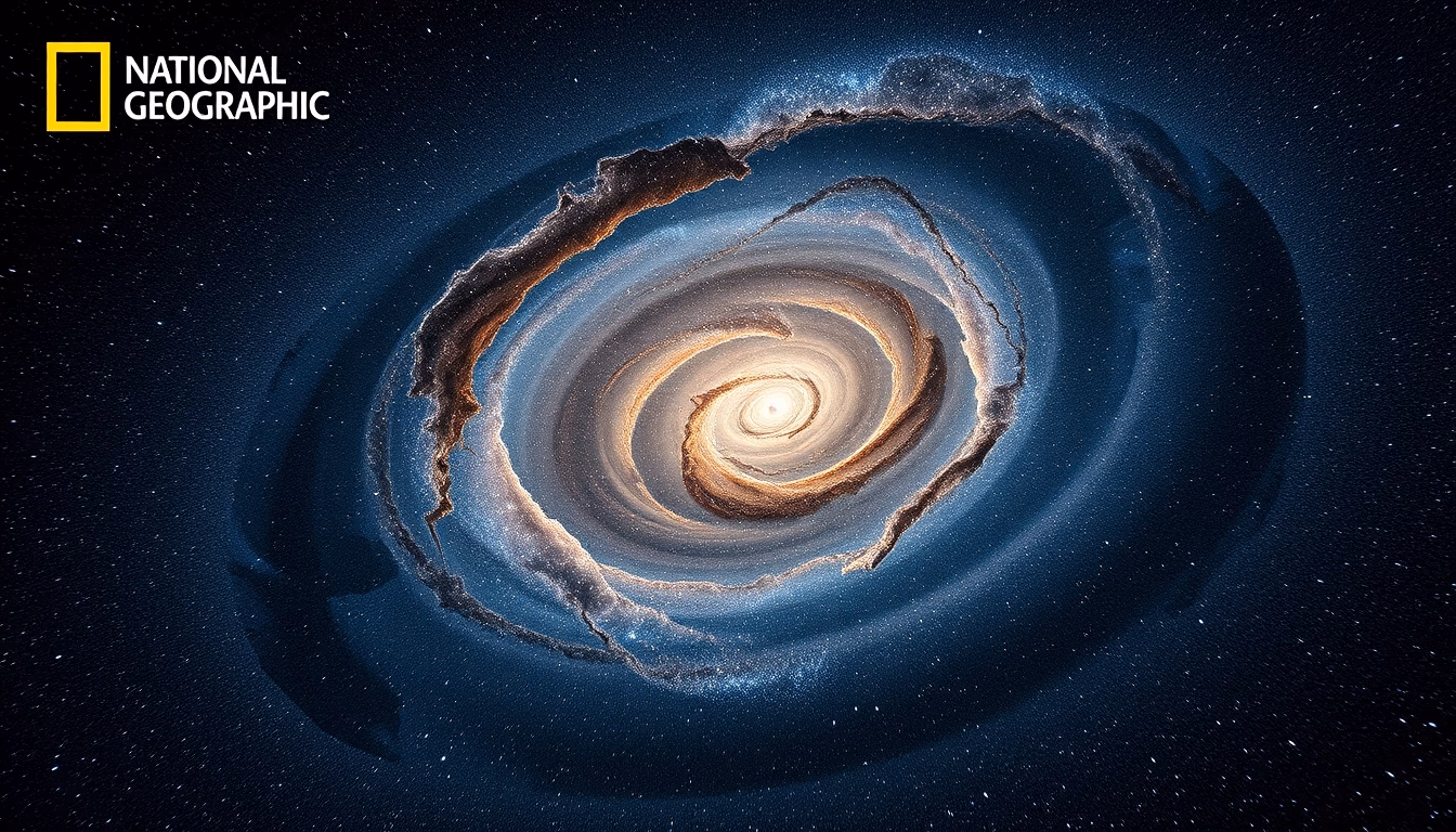 andromeda galaxy spiral in editorial style