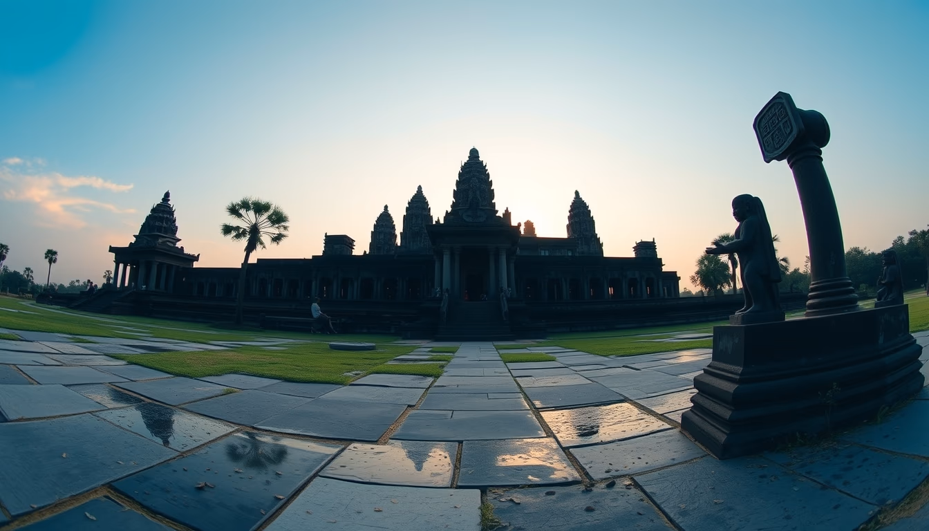 angkor wat sunrise temple in editorial style