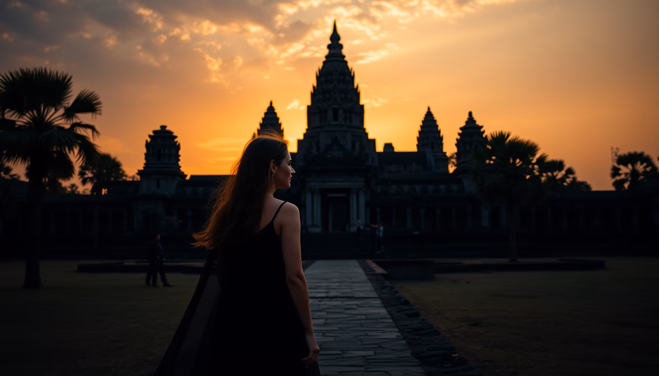 angkor wat sunrise temple in editorial style