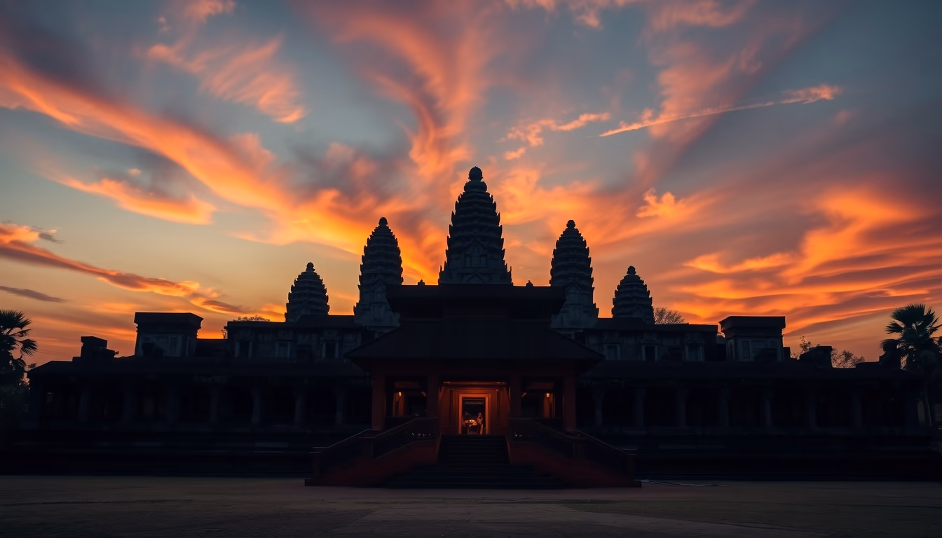 angkor wat sunrise temple in editorial style