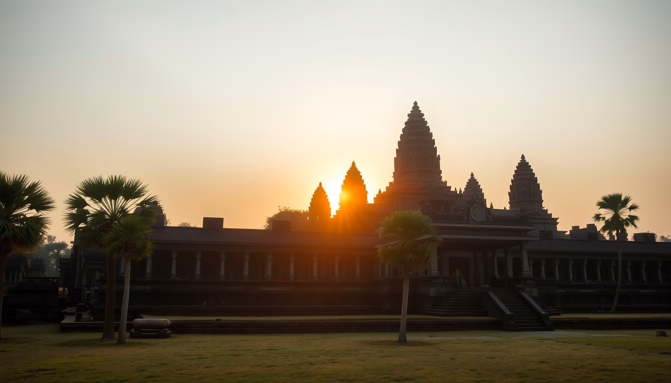 angkor wat sunrise temple in editorial style