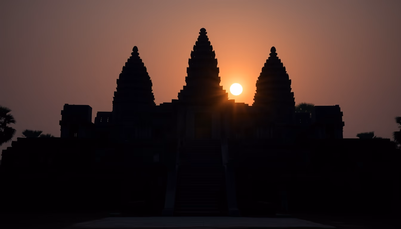 angkor wat sunrise temple in editorial style