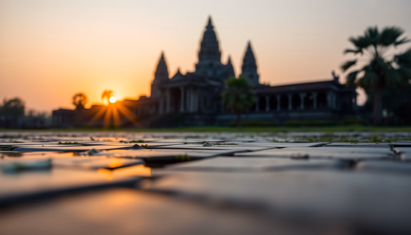 angkor wat sunrise temple in editorial style