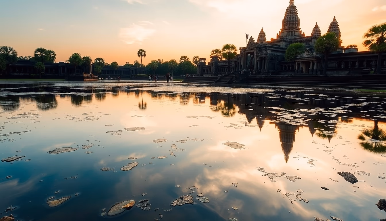 angkor wat sunrise temple in editorial style