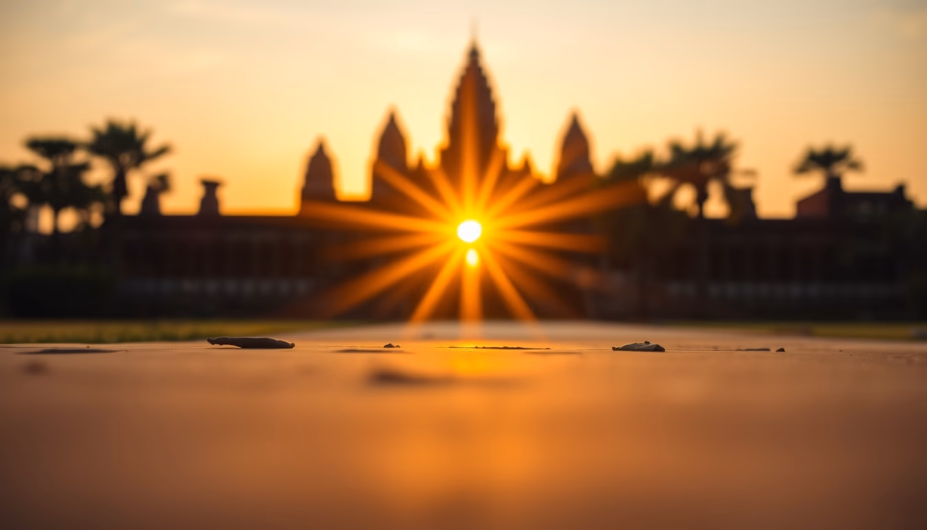 angkor wat temple sunrise in editorial style