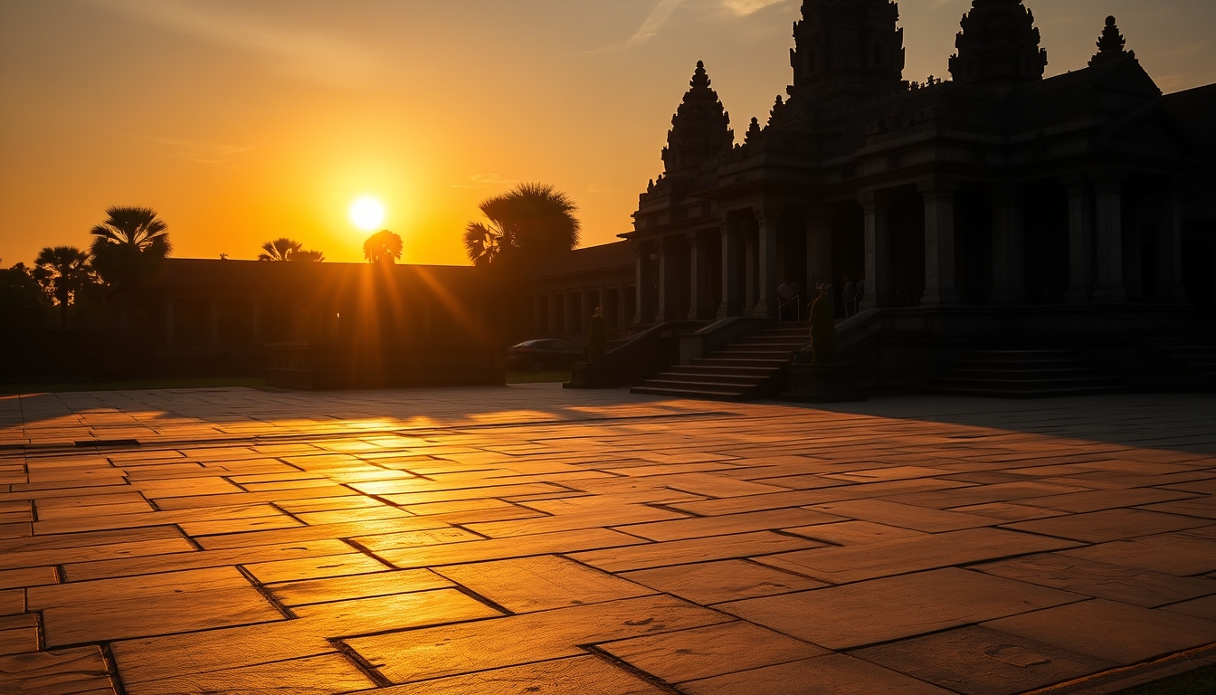 angkor wat temple sunrise in editorial style