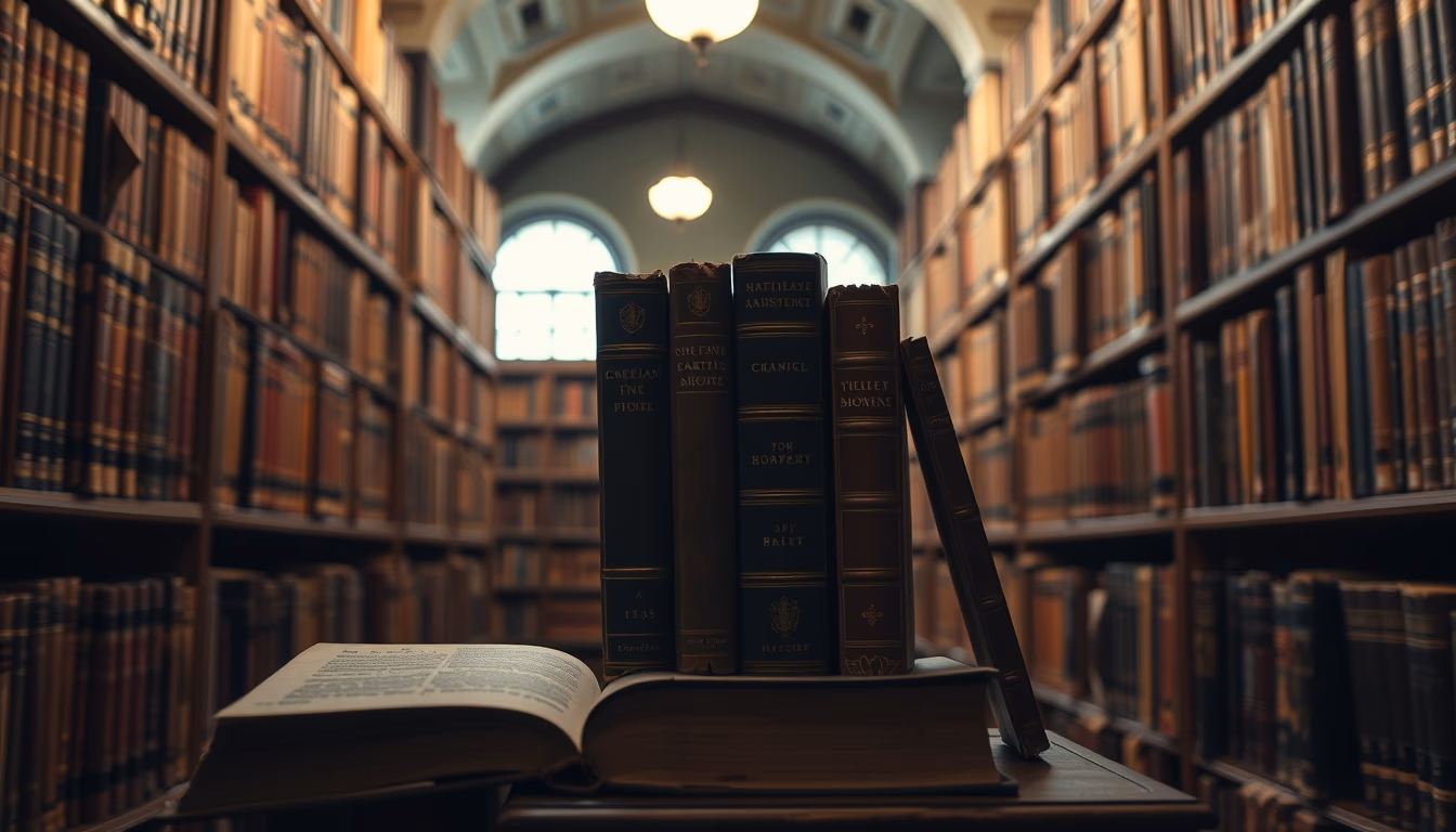 antique books library in editorial style