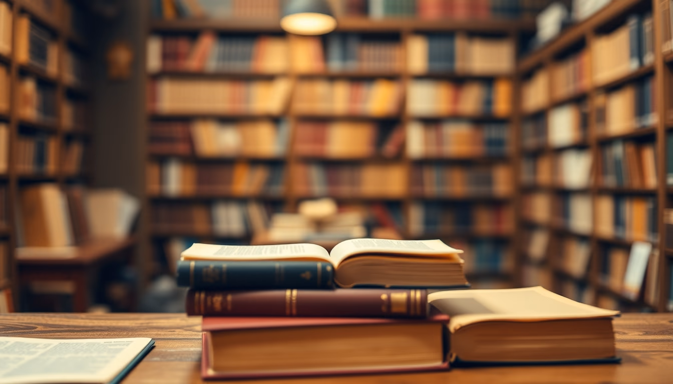 antique books library in editorial style