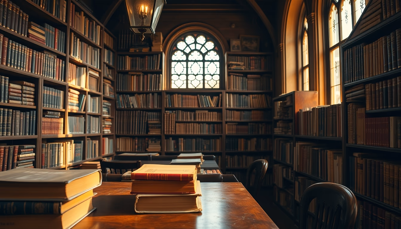 antique books library in editorial style