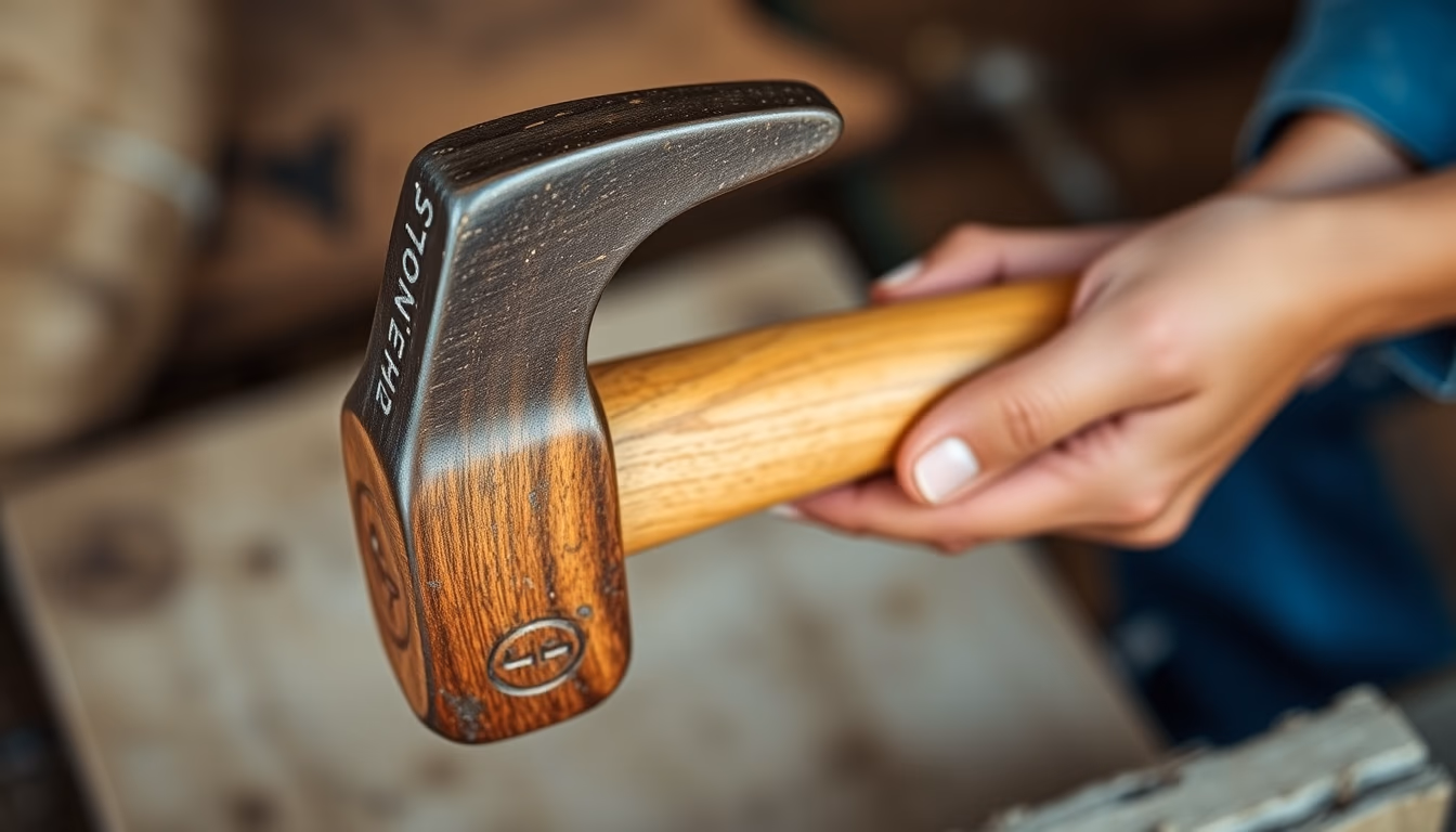 antique hammer wooden handle in editorial style