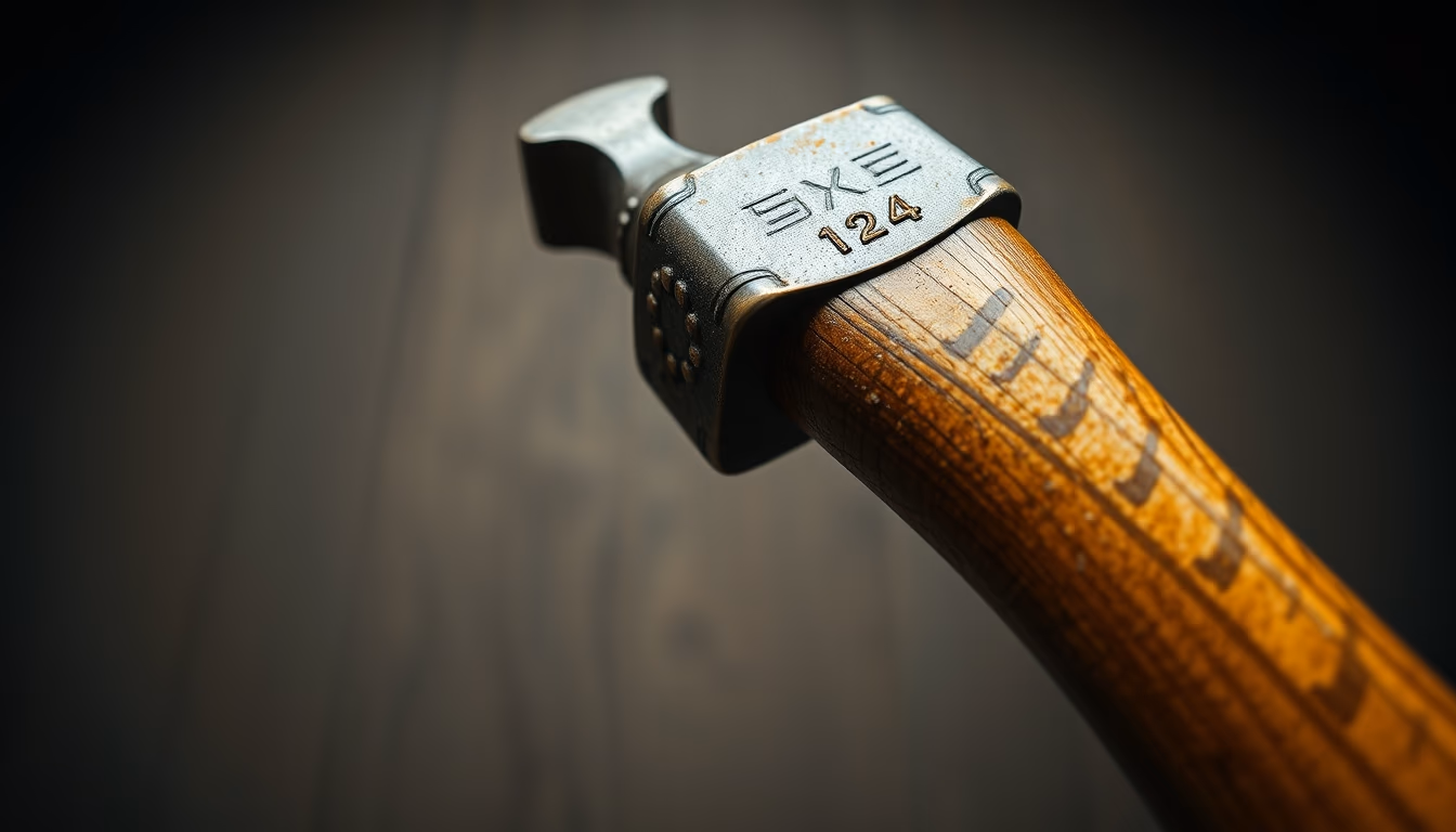 antique hammer wooden handle in editorial style