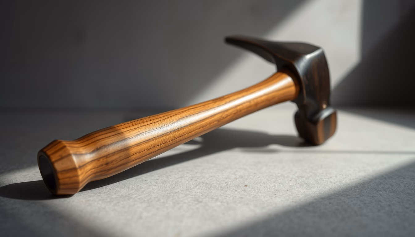 antique hammer wooden handle in editorial style