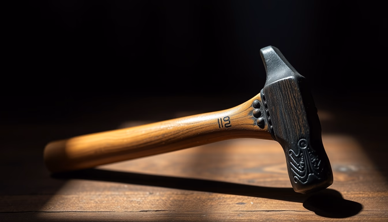 antique hammer wooden handle in editorial style