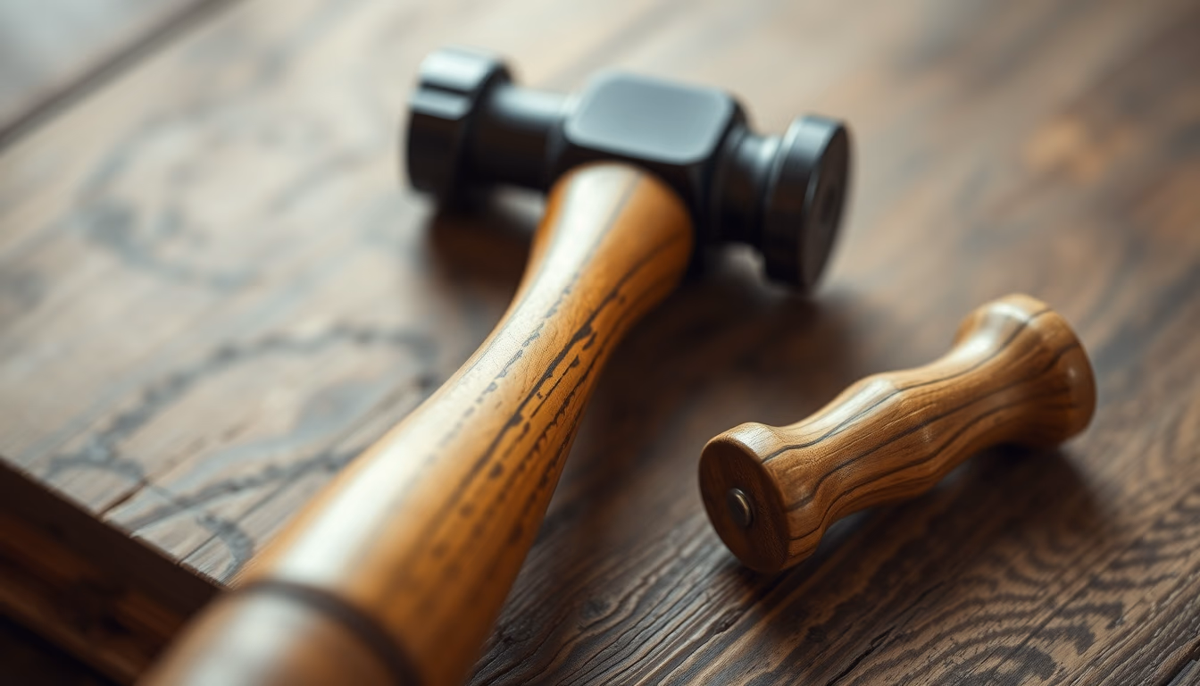 antique hammer wooden handle in editorial style